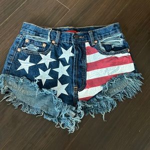 American Flag Jean Shorts